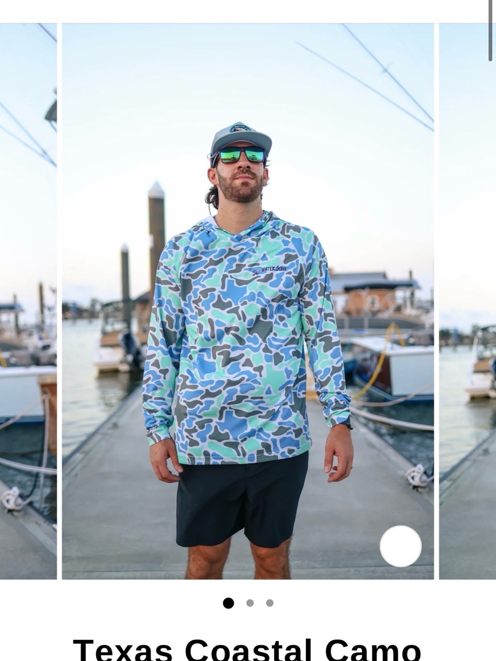 Texas Coastal Camo Men’s Long-Sleeve Swim Rash Guard - Blue/Green Camo